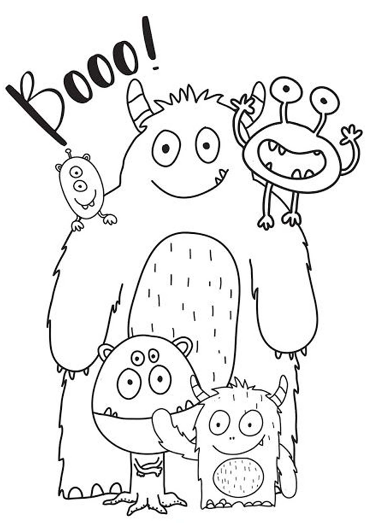 four coloring pages seven little monsters