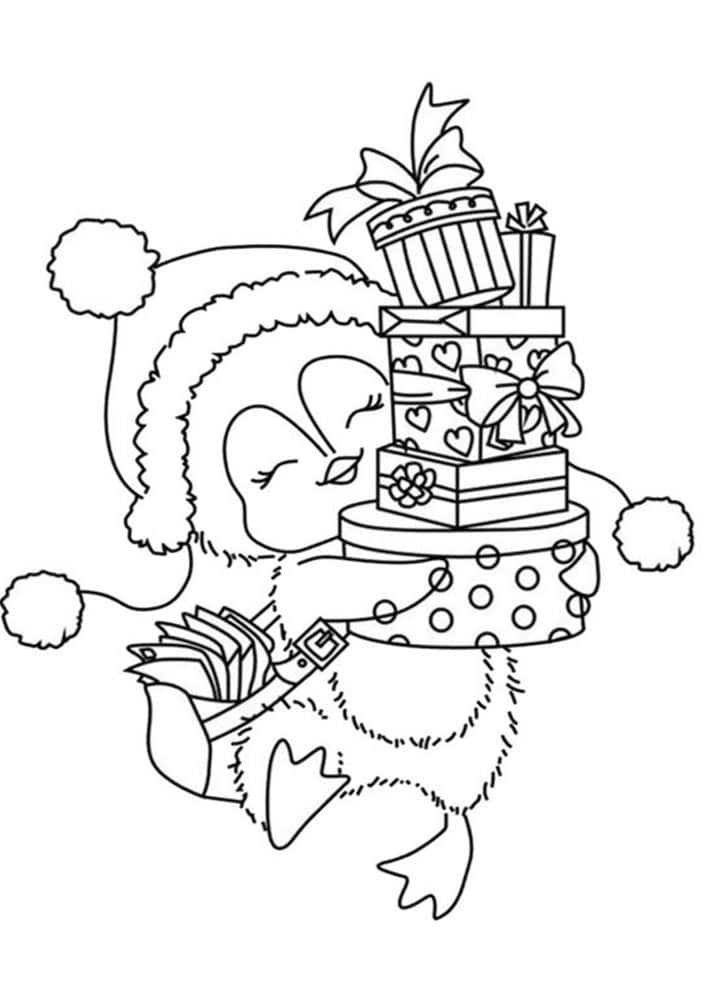 christmas baby penguin coloring pages