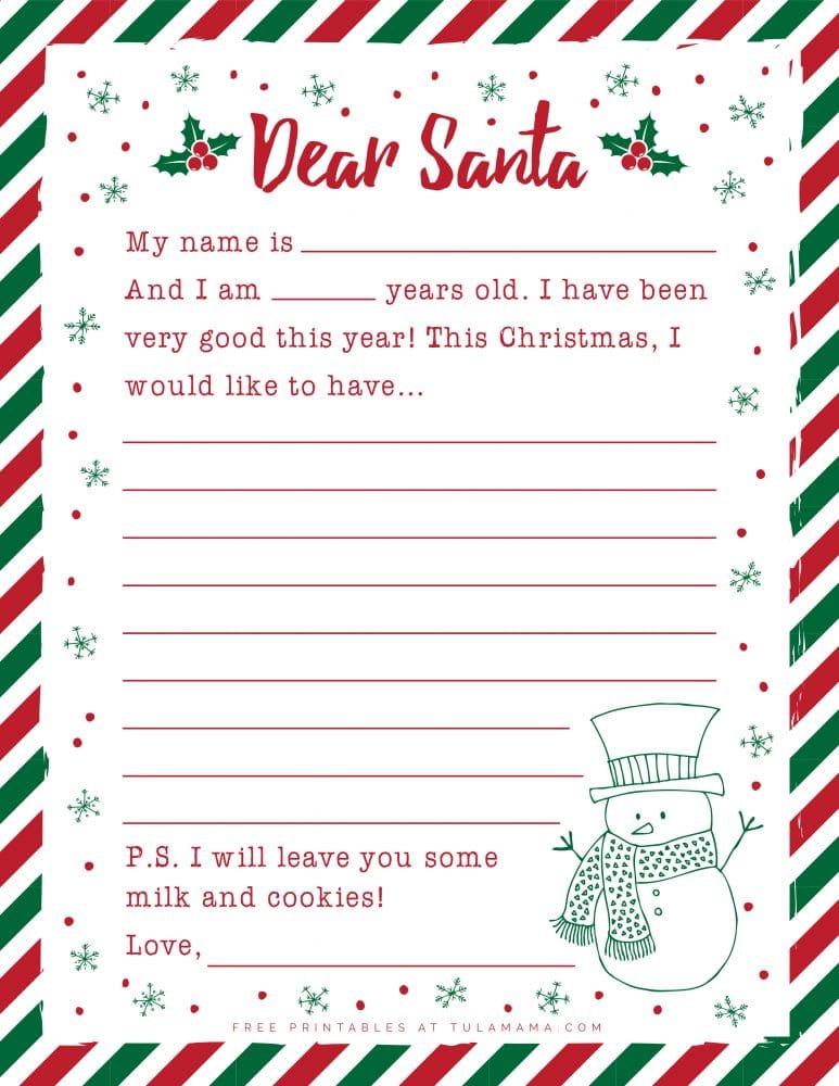 Free Printable Letter From Santa Template