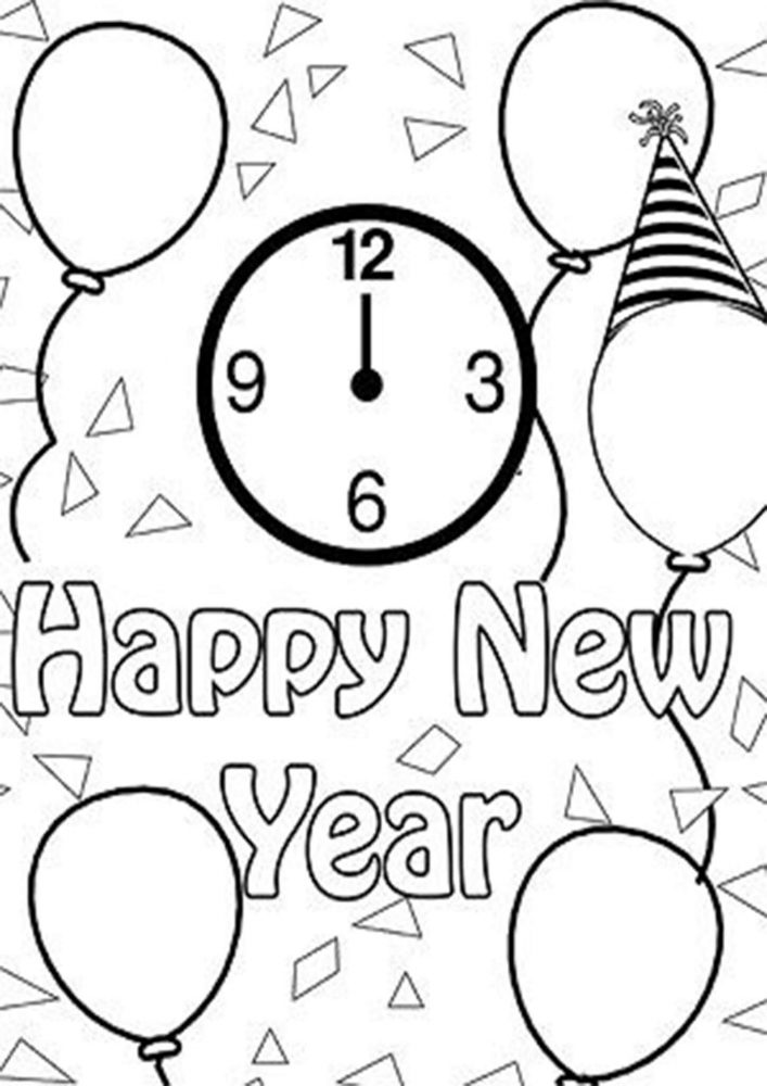 Fun New Year coloring pages for your little one. They are free and easy to print. The collection is varied with different skill levels