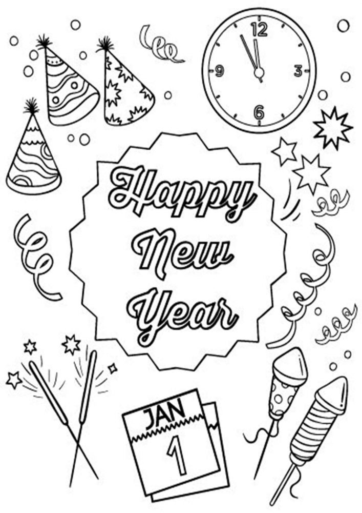 Free & Easy To Print Happy New Year Coloring Pages Tulamama