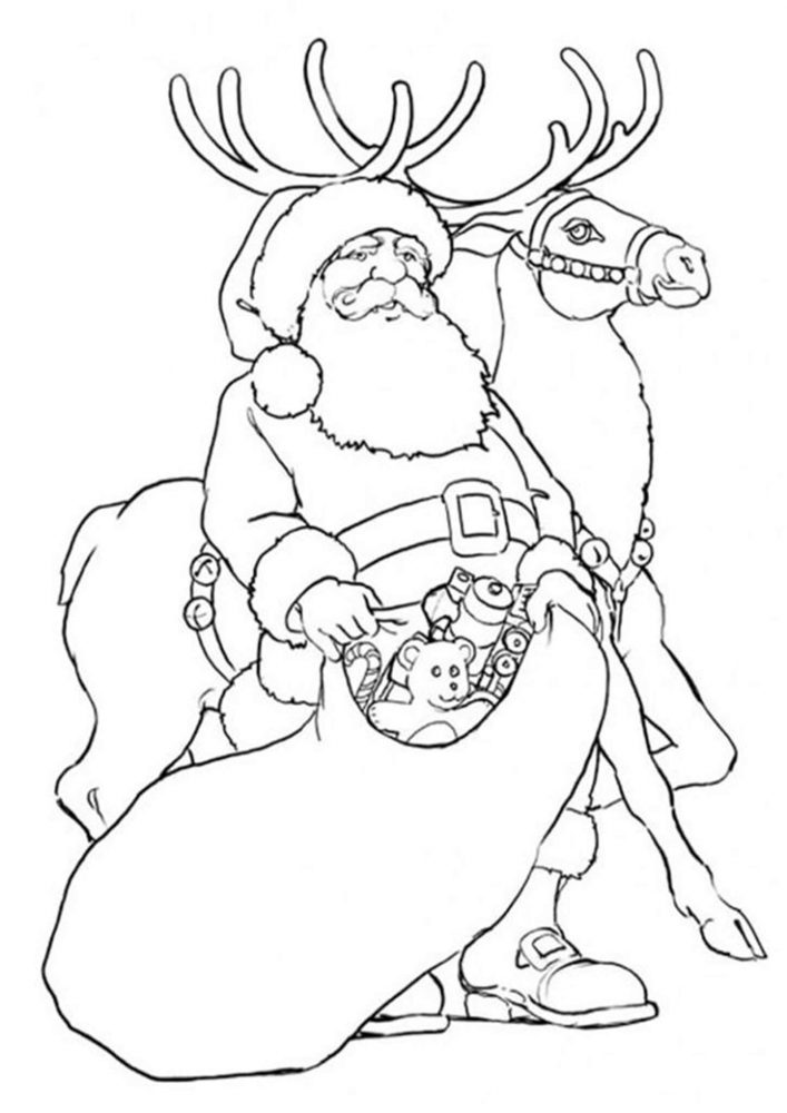 Santa's Reindeer Coloring Pages