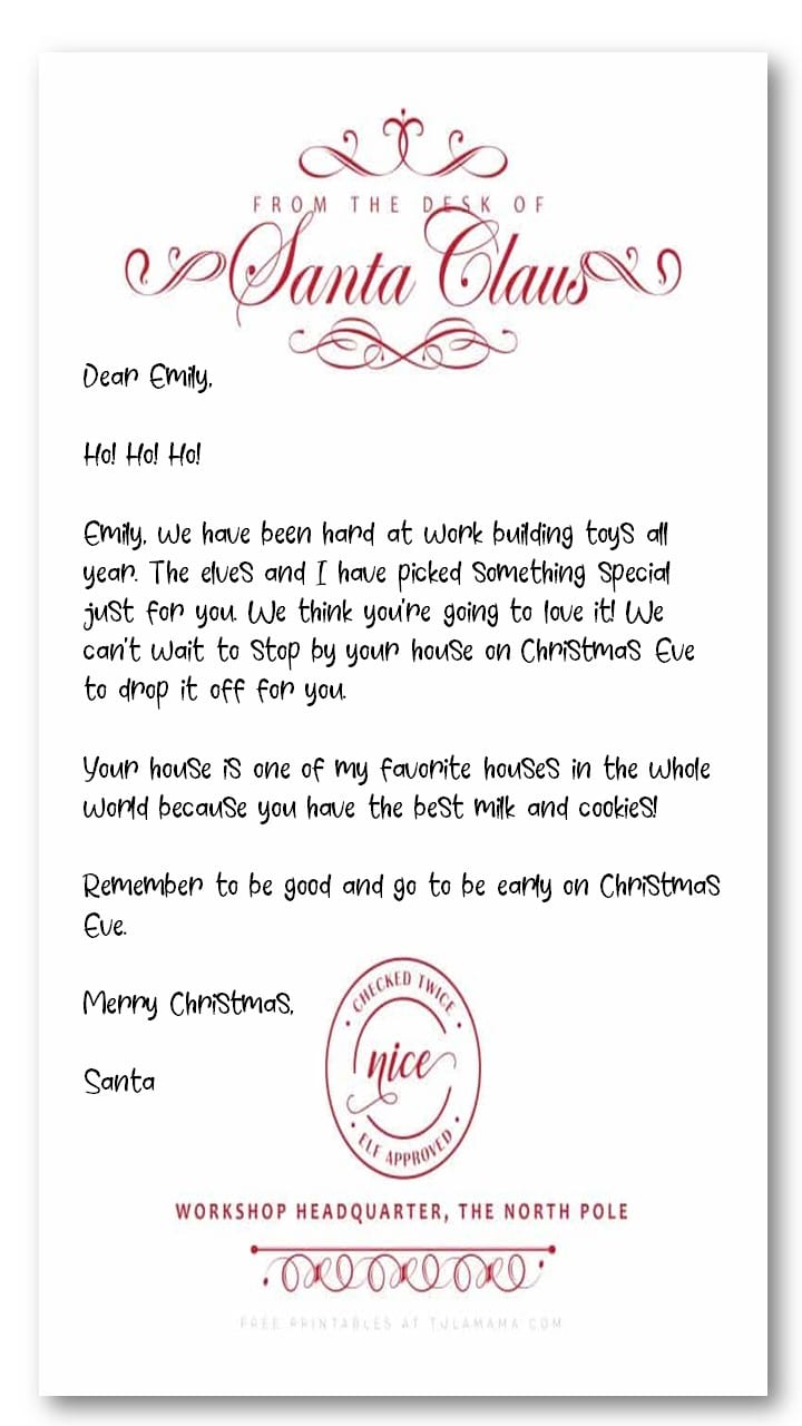 Letter From Santa Ideas