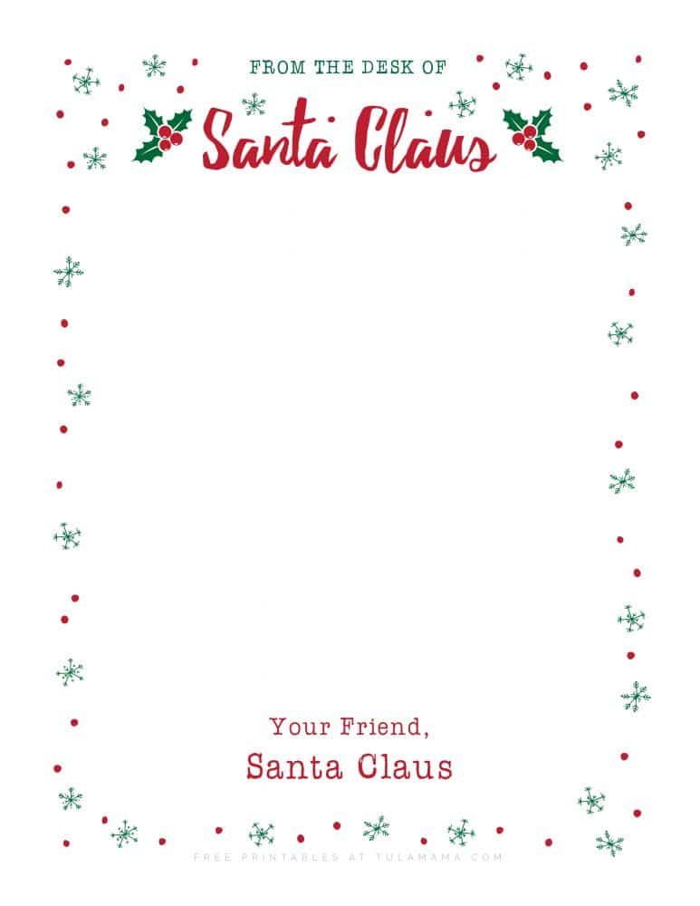 The Cutest Free Printable Santa Letterhead Christmas Stationery 