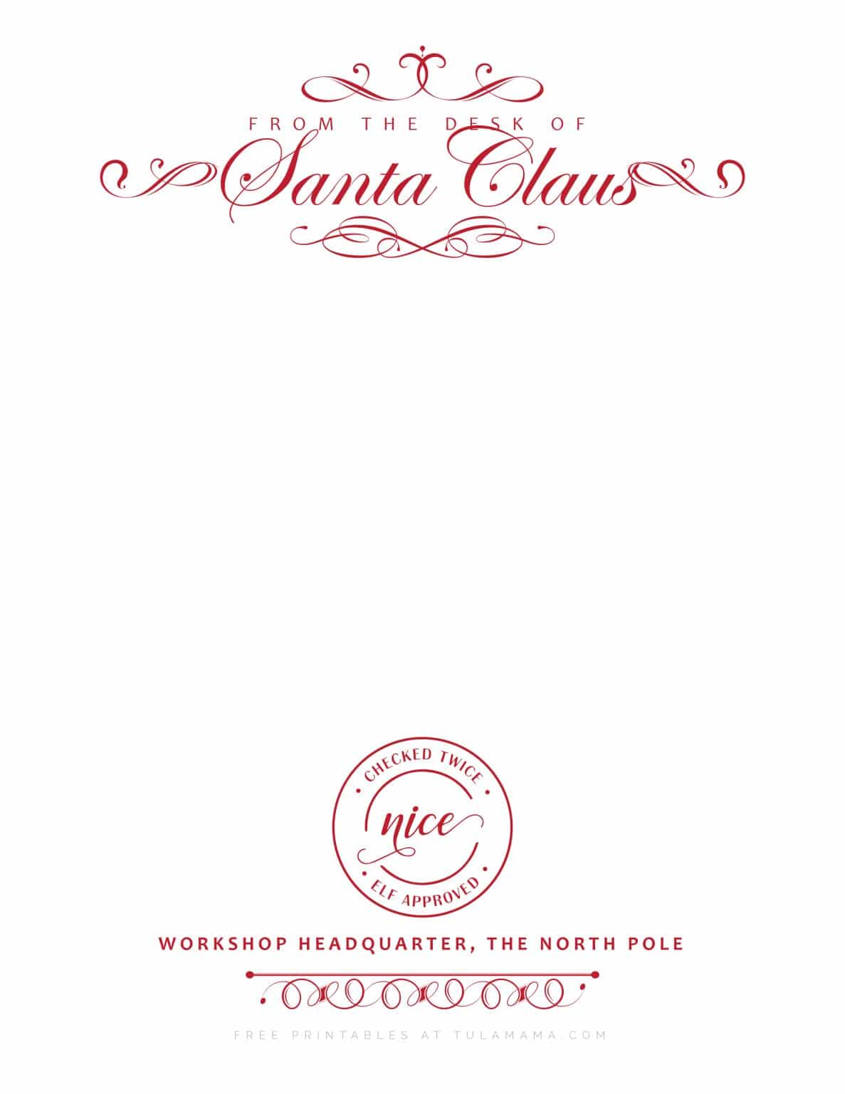 The Cutest Free Printable Santa Letterhead Christmas Stationery Tulamama