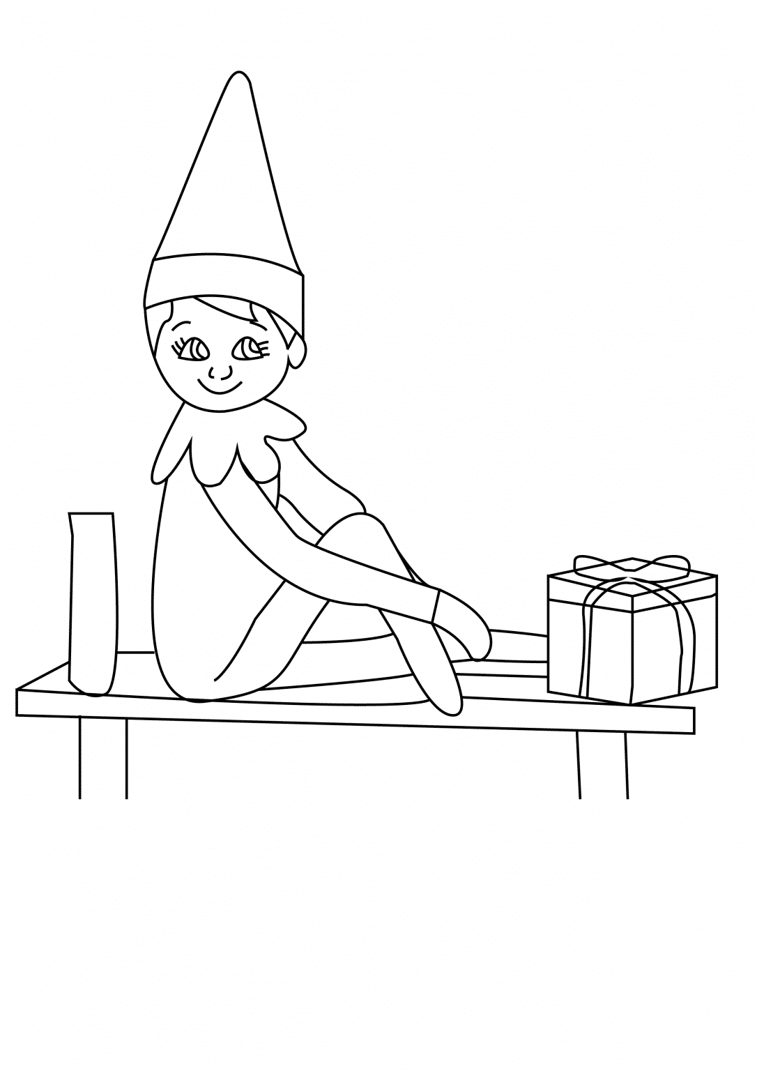 Printable Coloring Elf On The Shelf
