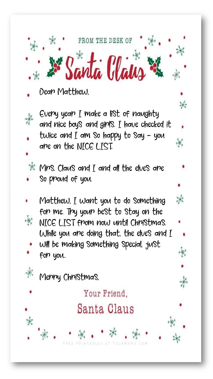 Letters From Santa Examples