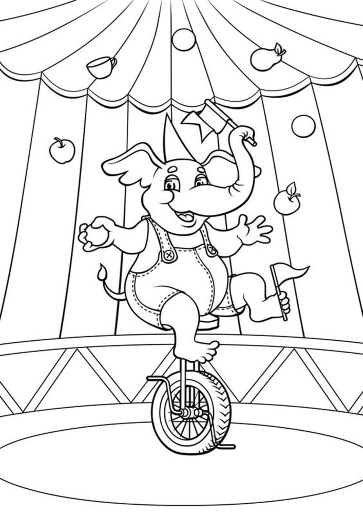 circus elephant coloring page