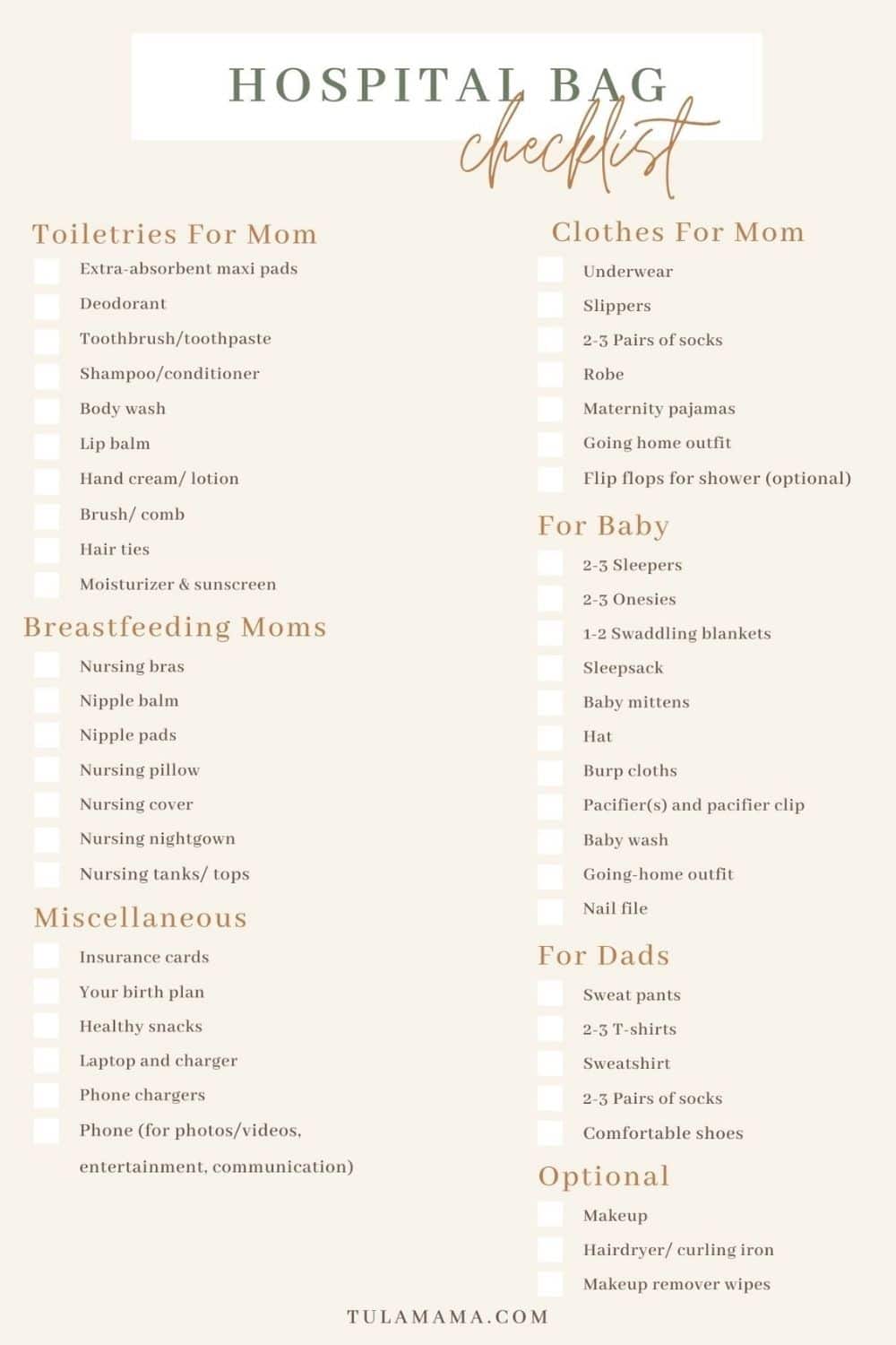 Checklist: What to Pack in Your Birth Center Bag - Baby Chick