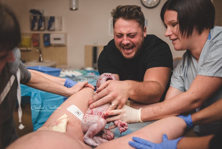 Dad's reaction to baby's birth