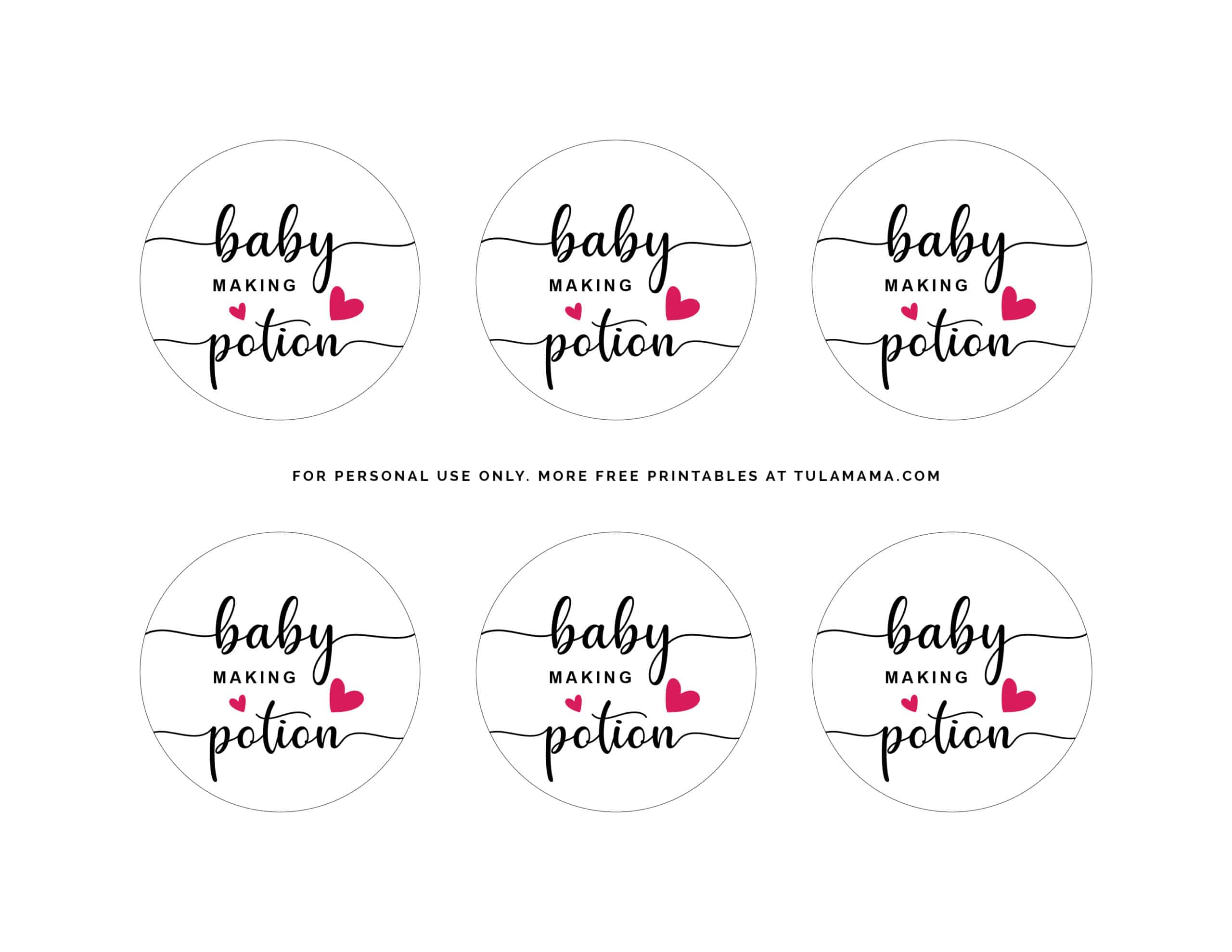 Baby making potion free printables