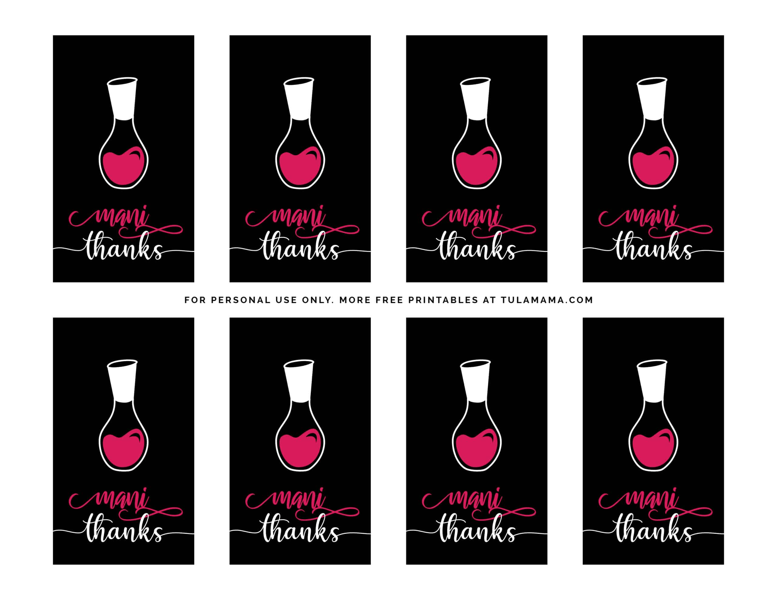 manicure baby shower / bridal shower tags