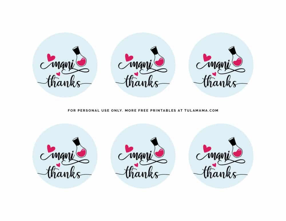 Free Printable "Mani Thanks" Printables For Favors And Gifts Tulamama