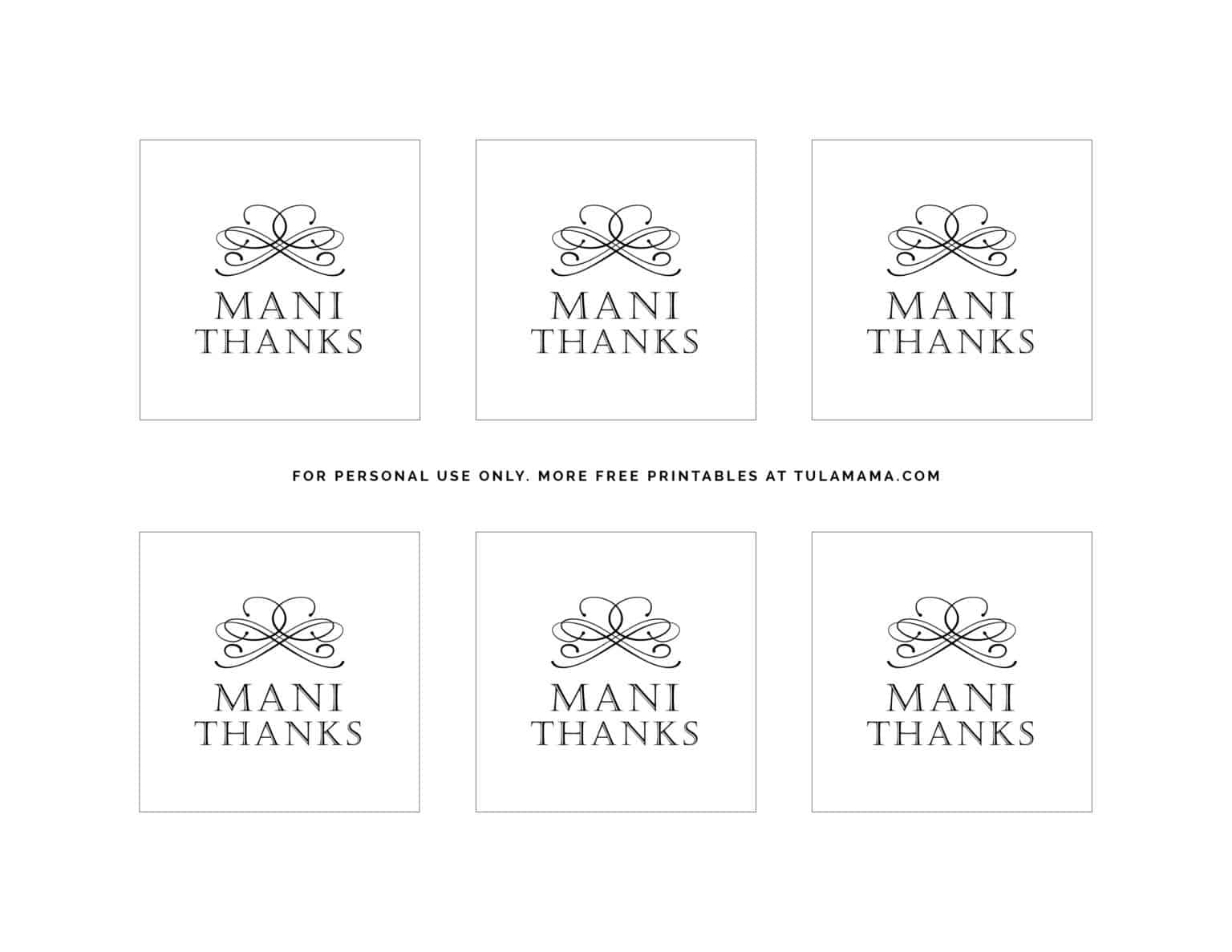 Free Printable "Mani Thanks" Printables For Favors And Gifts Tulamama