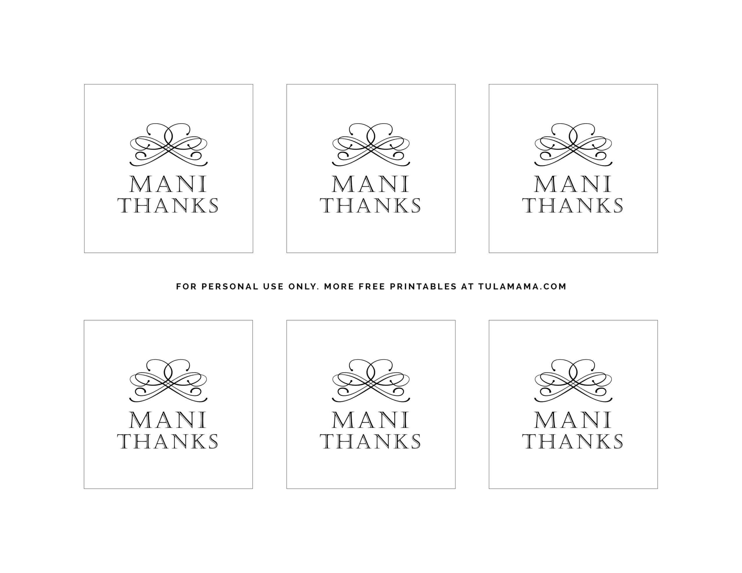 manicure baby shower / bridal shower tags