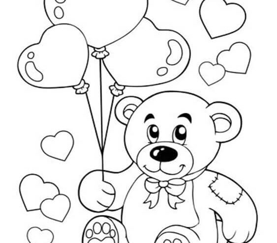Teddy Bear with a Heart Coloring Page | Easy Drawing Guides