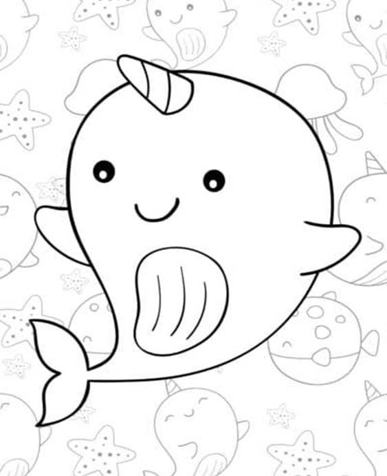 Free & Easy To Print Narwhal Coloring Pages - Tulamama